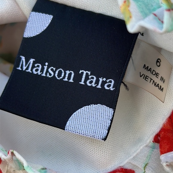 Maison Tara Smocked Floral Clip Dot Chiffon Dress Size 6 - Picture 11 of 14